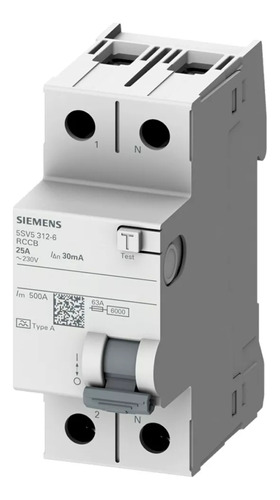 Disyuntor Diferencial Bipolar Siemens 2x25a Nuevos!