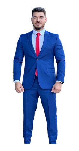 Terno Masculino Azul Royal Slim De Poliviscose