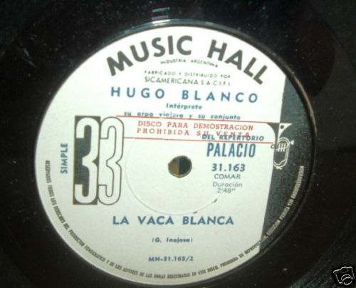 Hugo Blanco El Avispon / Vaca Blanca Vinilo Simple Arg Promo