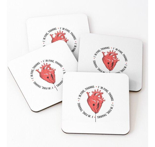 Set Posavasos Estoy Bien Gracias, Disparo En El Corazón Cal