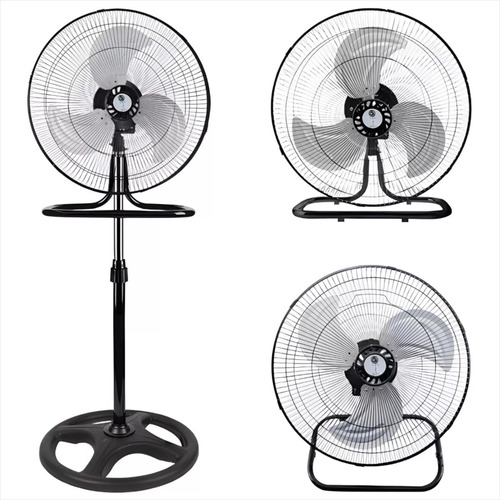 2 Pzs Ventilador Metalico Kit 3 En 1 De Pie Pared Piso Negro