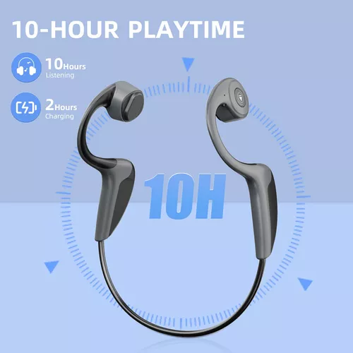Auriculares de conducción ósea con micrófono, auriculares inalámbricos  Bluetooth con cabeza de hueso y oído, auriculares con micrófono,  auriculares