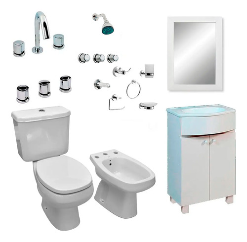 Juego De Baño Completo Griferia Inodoro Vanitory C82 Eg