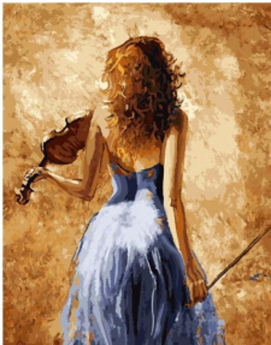 Pintura Numerada Mulher Com Violino Abstrato