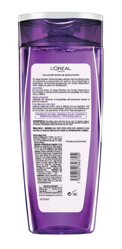 Agua Micelar 200ml Con Ácido Hialurónico, L'oreal Paris