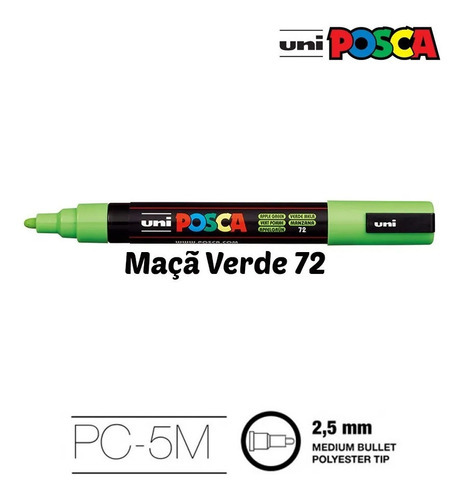 Caneta Posca Uniball Pc-5m Maçã Verde