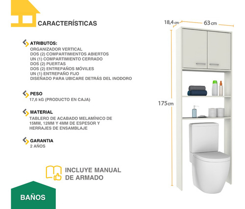 Imagen 3 de 6 de Mueble Casa Lista® Baños - Organizador Vertical