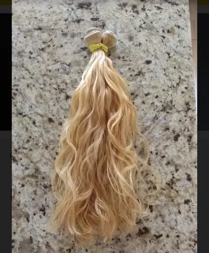 Cabelo Humano Loiro Ondulado Tecido 110g 53cm Lindo