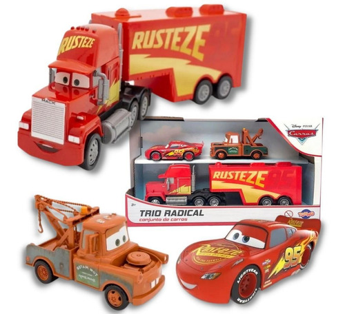 Trio Radical Carros Disney Pixar - Mcqueen, Mate E Mack Cars