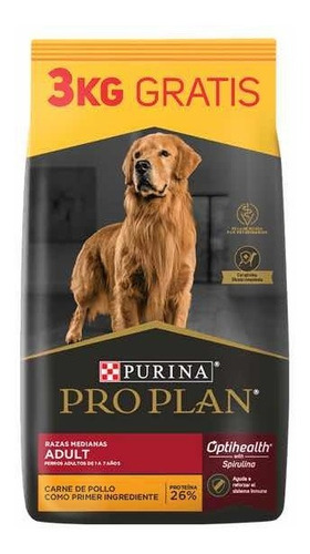 Alimento Pro Plan Optihealth Pro Plan Para Perro Adulto De Raza Mediana Sabor Pollo Y Arroz En Bolsa De 18 kg