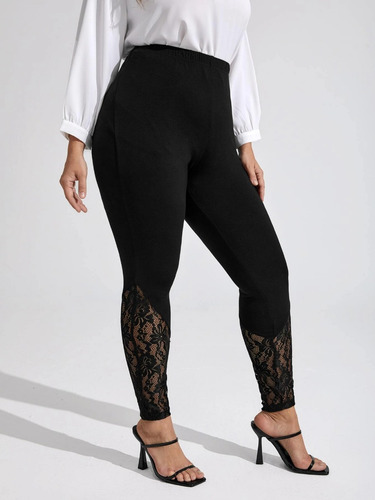 Calza Leggins Shein Unity Detalle Encaje Plus Size