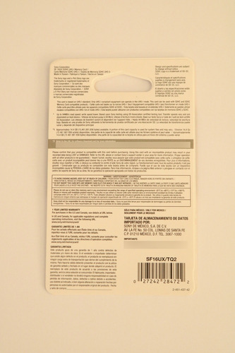 Cartão De Memória Sony Uhs-i Sf16ux/tq2 Novo 94mb/s 16gbv