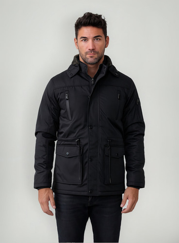 Campera Parka Nylon Hombre Importada Con Piel Interna