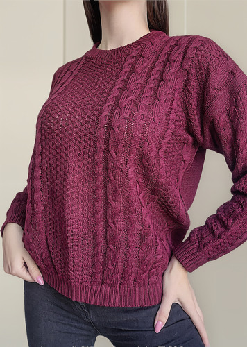 Sweater Mujer Tramado Lana Acrilica