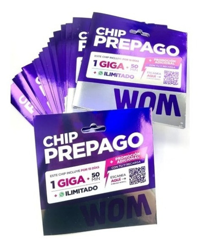 Chip Wom Paquete 100 Unidades De 50 Min + 1gb