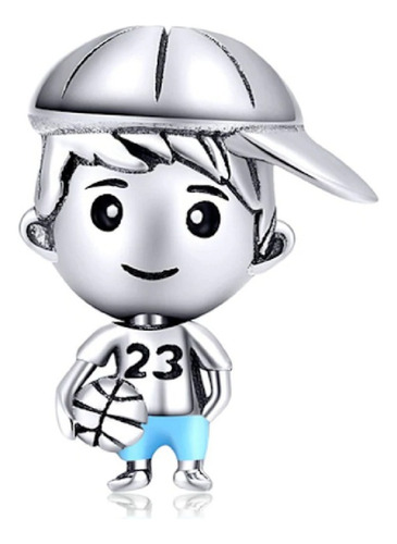 Charm Niño Basquetbolista Con Gorro Plata 925 Silver Heart