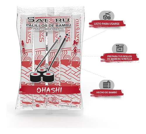 Imagen 4 de 6 de Ohashi, Palillos De Madera Con 40 Pares
