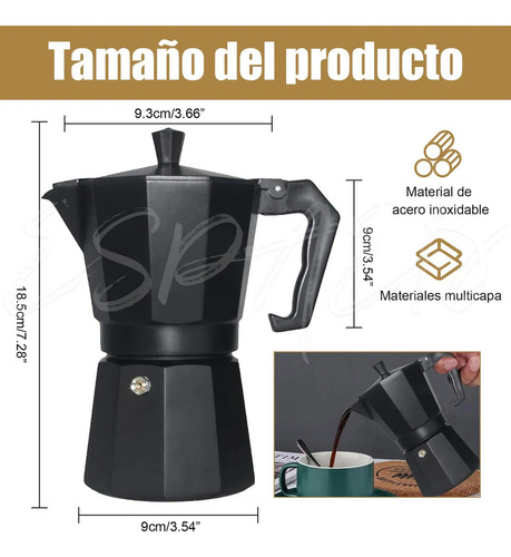 Ycrigns® Cafetera Manual Italian Coffee Mocha Aluminio 6 Tazas