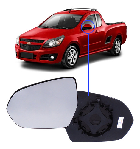 Lente Prata Com Base Retrovisor Esquerdo Montana 2012 A 2021