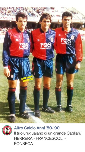 Camiseta Cagliari 92-93. Auténtica De Juego. Número Cocido. 