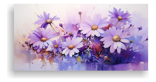 80x40cm 1 Cuadro Vanguardia Clásico A Daisies Flowers Purpl