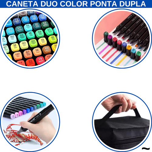 Estojo Canetinha Marcador Canetas Kit 24 Cores Touch Ponta Dupla