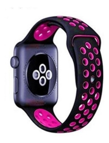 Pulseira Estilo Nike P/ Apple Watch 38/40mm - Preto C/ Rosa