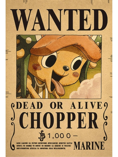 Anime Wanted Cuadro 29x19 Mdf One Piece Tony Chopper 1000