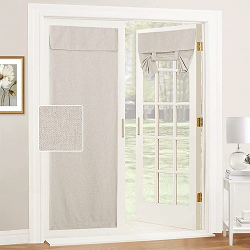 Ryb Home French Door Cortinas  Set Of 2, Rich Linen Texture