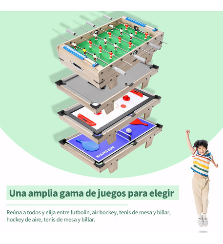 Mesa Múltijuegos 4 En 1 Diseño Portátil Billar Ping Pong Hoc