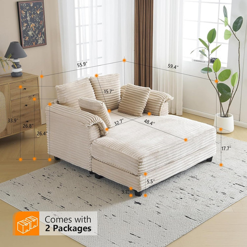 Sofa Divan Largo Reclinable De Pana 59p Marca Vingli