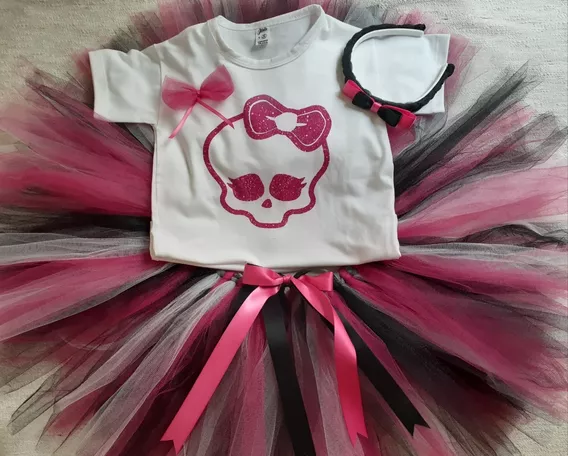 Tutu Remera Vincha Monster High Pers. Disfraz Cotillón