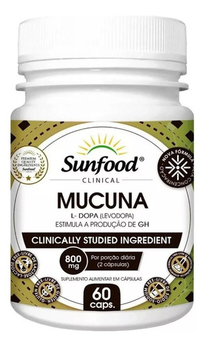 Mucuna L-dopa 800mg 60 Cápsulas - Sunfood Clinical