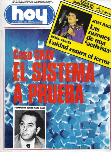 Revista Hoy 201 / 2-6-1981 / Caso Crav - Joan Baez Activista