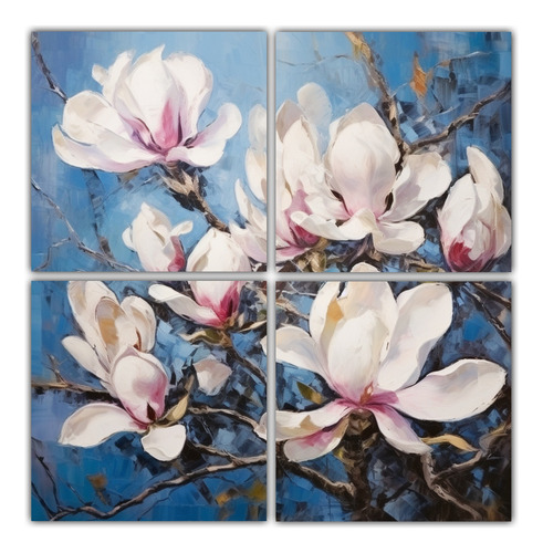 80x80cm Cuadros Decorativos Magnolias Abstractas Estilo Óle