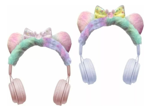 Auriculares De Unicornio Bluetooth Peluche Arcoíris Infantil