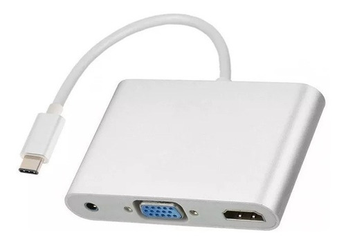 Adaptador Convertidor Usb 3.1 Tipo C A Hdmi, Vga, 3.5mm 3en1