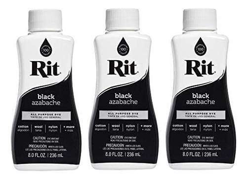 Rit Tinte Liquido Multiusos, 8 Onzas, Negro (paquete De Thre