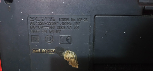 Radio Sony Icf-28 Negro (Usado)