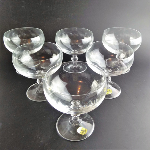 Antigo Cj 6 Tacas Champanhe Em Cristal Bohemia 4989 Rrdeco