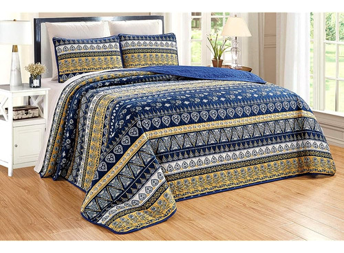 Grandlinen 3-piece Fine Printed Oversize (100  X 95 ) Quilt 