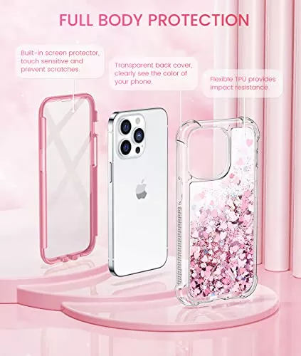 Funda para iPhone 13 Mini, con purpurina brillante de doble capa, carcasa  protectora de policarbonato duro para niñas y mujeres, compatible con  iPhone
