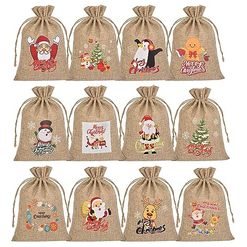 Tangxia Bolsas Pequeñas De Arpillera De Navidad Con Cordón,