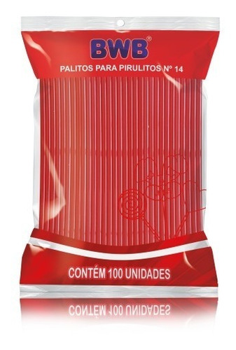 1500 Palito Para Pirulito  Vermelho  Bwb 14 Cm Médio 