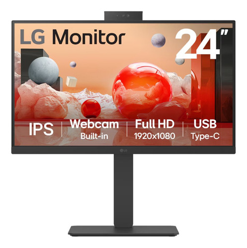 Monitor LG B2b 23,8' Fhd 100hz Ips 5ms Hdmi Usb-c 24ba850-b Cor Preto 100-240v