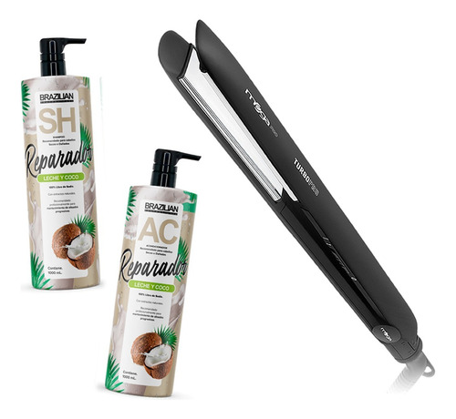 Plancha Mega 2600 + Shampoo & Acondicionador De Coco