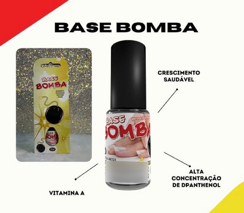 Esmalte Base Bomba Fortalecedora Endurecedora Unhas Fracas Preto