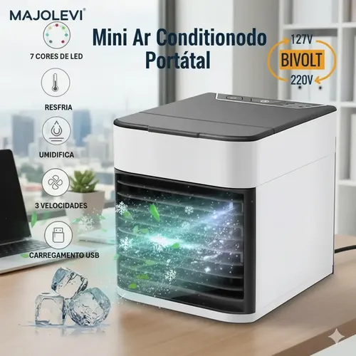 Mini Ar Condicionado Portátil Usb Majolevi 2 Em 1 Climatizador Si...