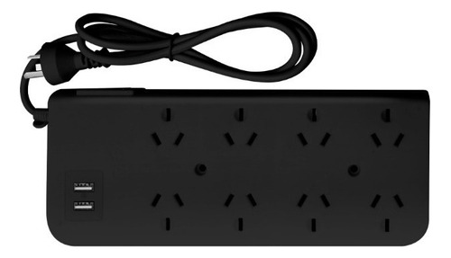 Zapatilla Alargue 8 Tomas 2 Usb C/protección Térmica 3mt Color Negro