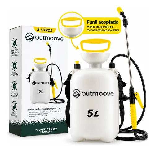 Pulverizador 5L Manual Pressão costal Compressão Prévia Outmoove ...